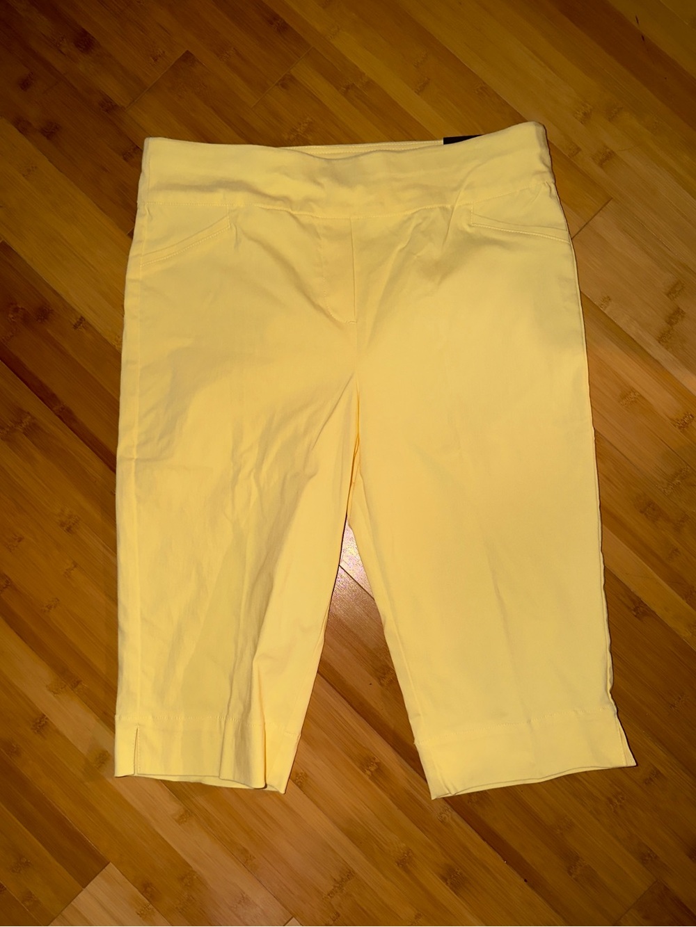 Alfred Dunner Yellow Stretch Knit Bermuda Shorts